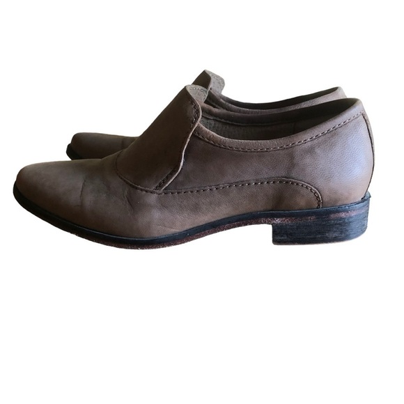 Free People Shoe Brady Slip On Chunky Brown Leather Loafers US 6.5 - Picture 3 of 12